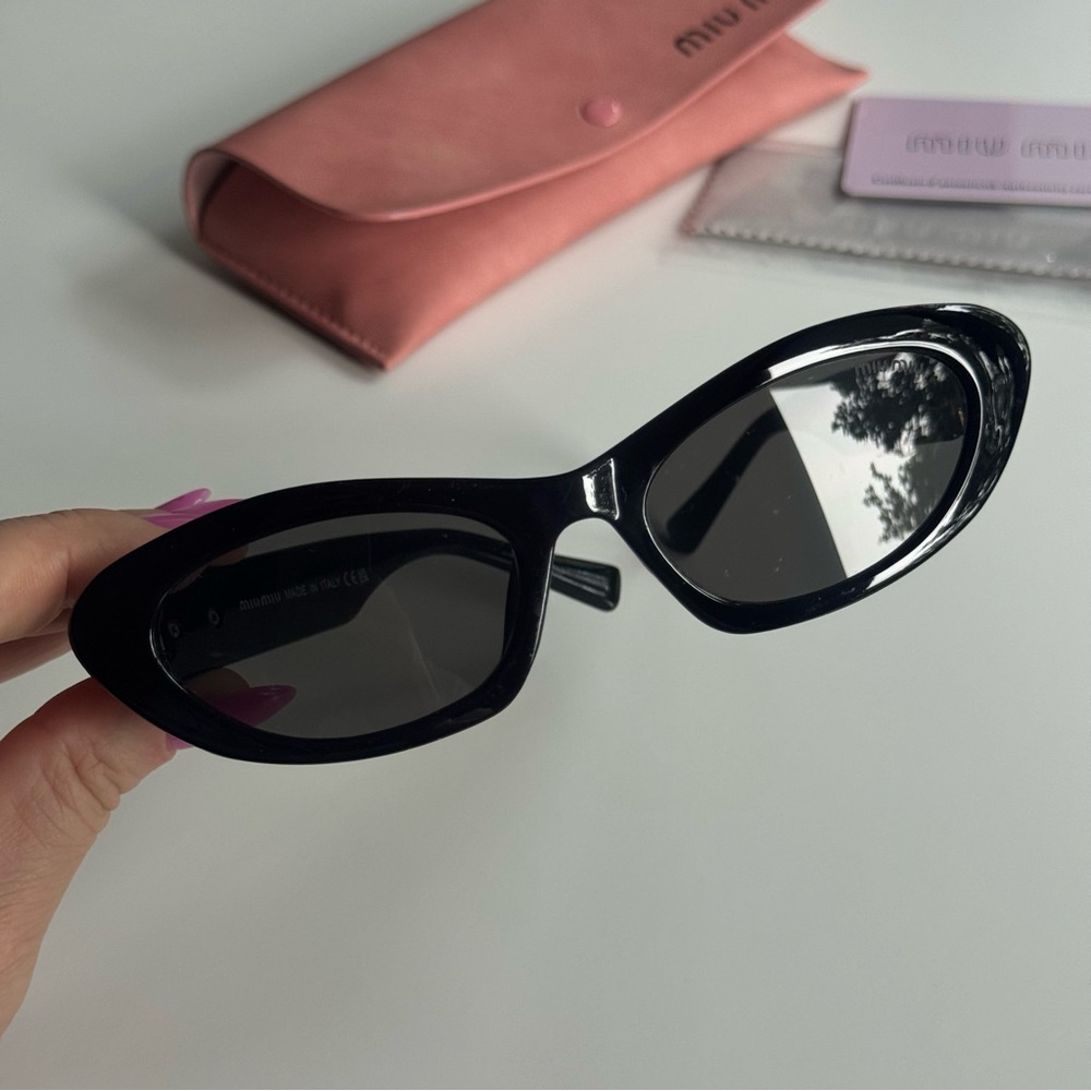 Miu Miu Black Oval Cat Eye Sunglasses